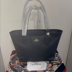 Coach Navy Leather City Tote Bag